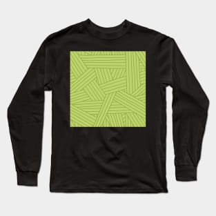 Crossing Lines in Lime Green Long Sleeve T-Shirt